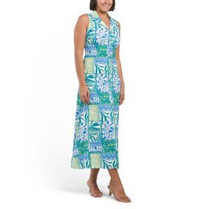 WHITE CLOSET Multi Linen Blend Sleeveless Maxi Dress